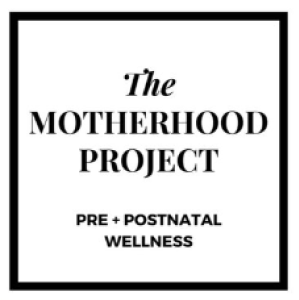 Black and white logo for The Motherhood Project, Pre + Postnatal Wellness.